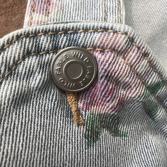 Wild Fable Floral Denim Crop Top Bustier Bralette Tank Light Wash Size M - Picture 5 of 7